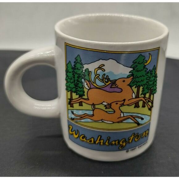 Vintage Washington State 1987 SMIWES Deer Mini Cup Mug Expresso - Picture 1 of 6